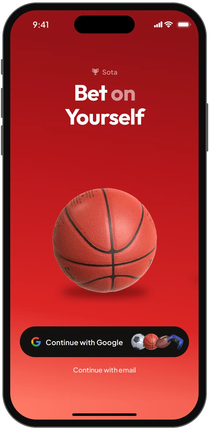 Sota sign-in screen: Bet on Yourself, with a basketball